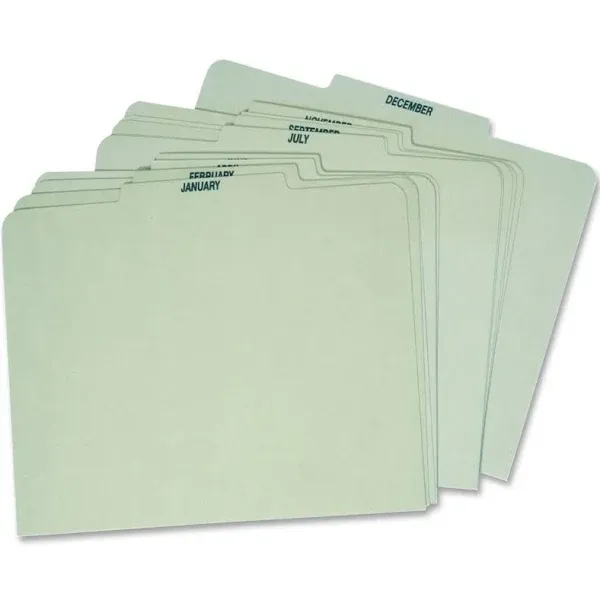 PFX12PX91 Month Guide Sets Green (1/3 Cut Tabs - Center)