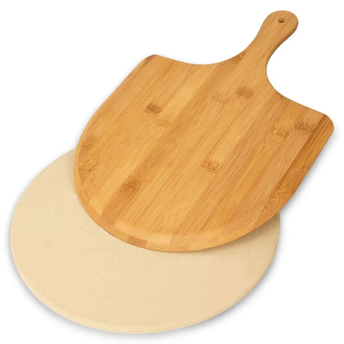 2pcs 13inch Pizza Set, Pizza Stone For Oven And Grill, Wooden Pizza Peel Paddle, Durable And Safe Pizza Stone For Grill, Thermal Shock Resistant Cordierite Cooking Stone, Baking Stone