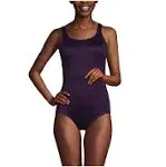 Lands' End Women's Scoop Neck Tugless Sporty One Piece Swimsuit