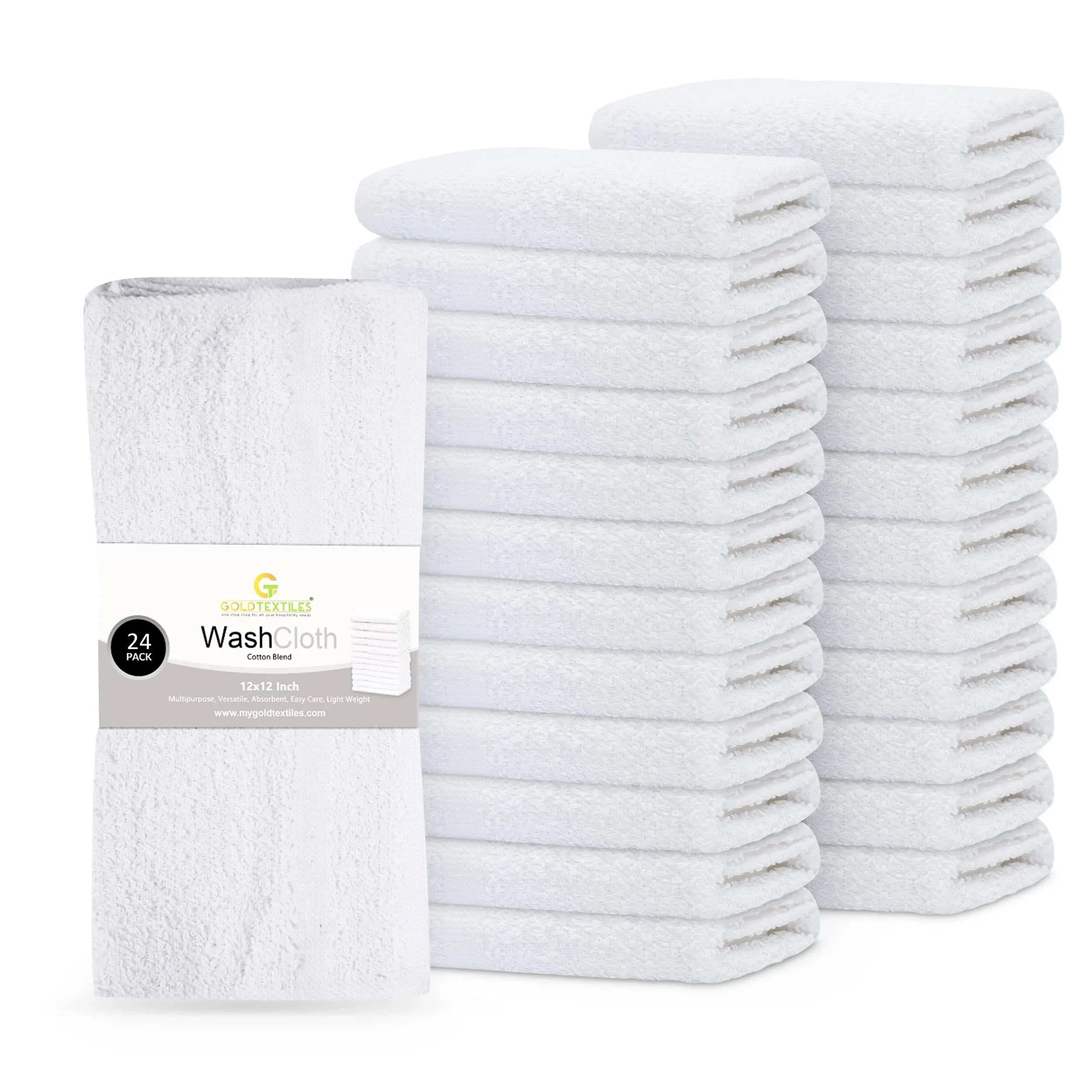 Pack of 24 Wash Cloths Kitchen Towels Cotton Blend 12x12 Inches Commercial Gr...