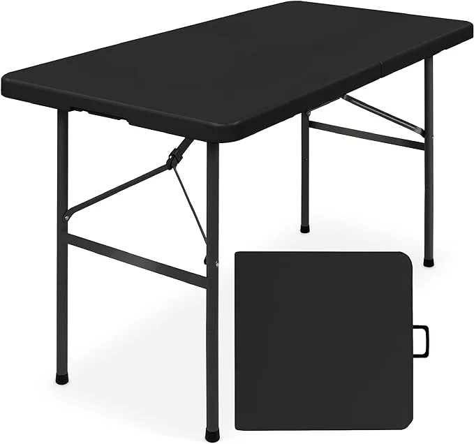 Best Choice Products 4ft Plastic Folding Table, Indoor Outdoor Heavy Duty Portable w/Handle, Lock for Picnic, Party, Camping - White