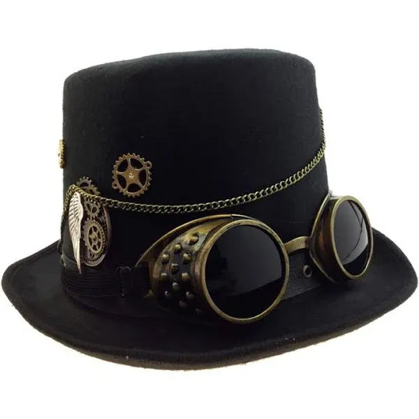 Steampunk Gold Deluxe Fabric Top Hat for Adult Unisex Vintage Punk Retro Party