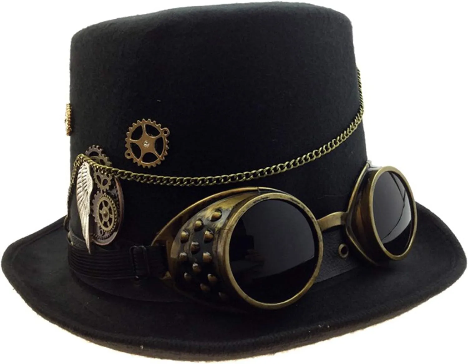 Steampunk Gold Deluxe Fabric Top Hat for Adult Unisex Vintage Punk Retro Party