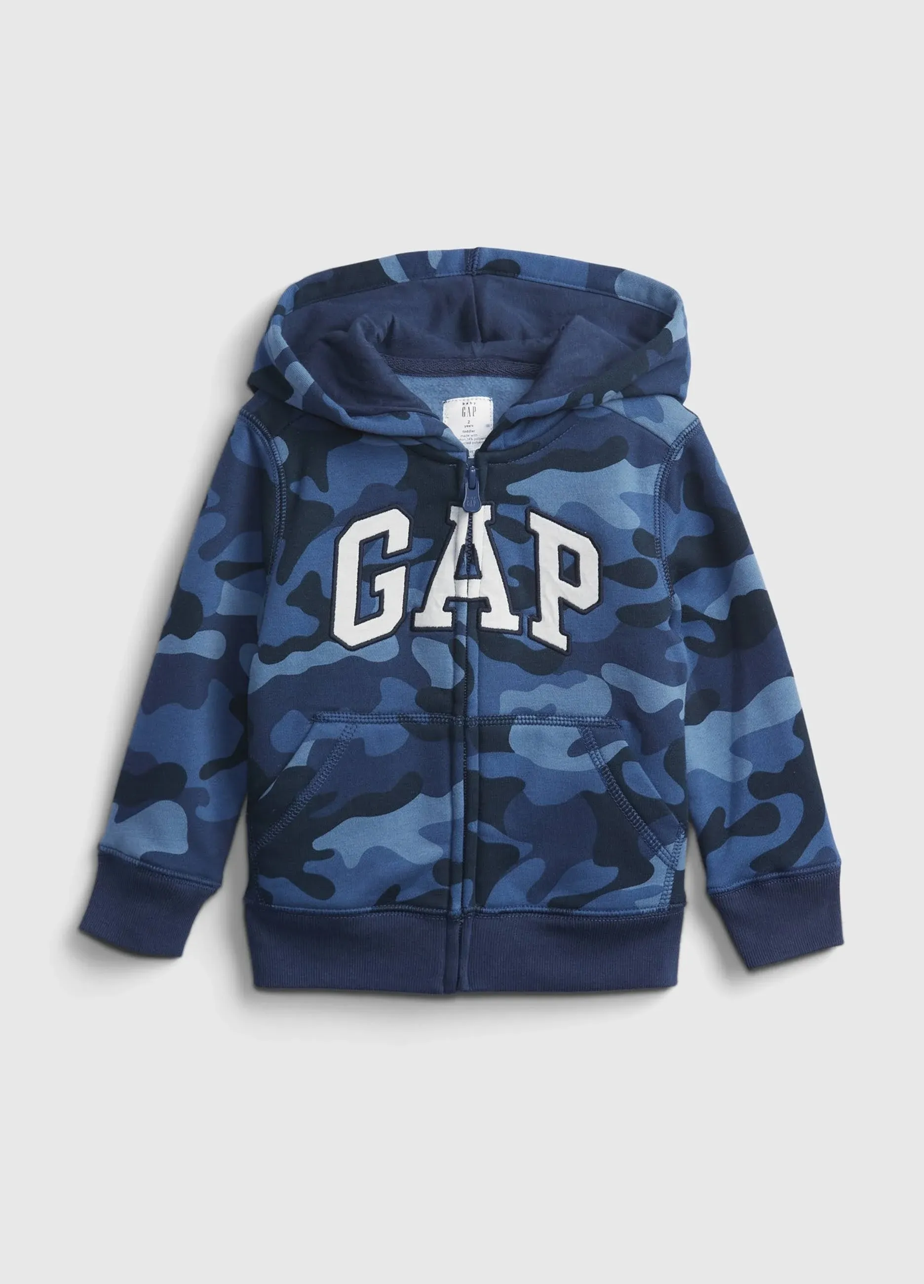 Gap Kids Blue Camouflage Front Zipper Branded Hoodie Size 4