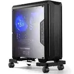 Computer Tower Stand, Adjustable Mobile CPU Stand with 4 Rolling Caster Black