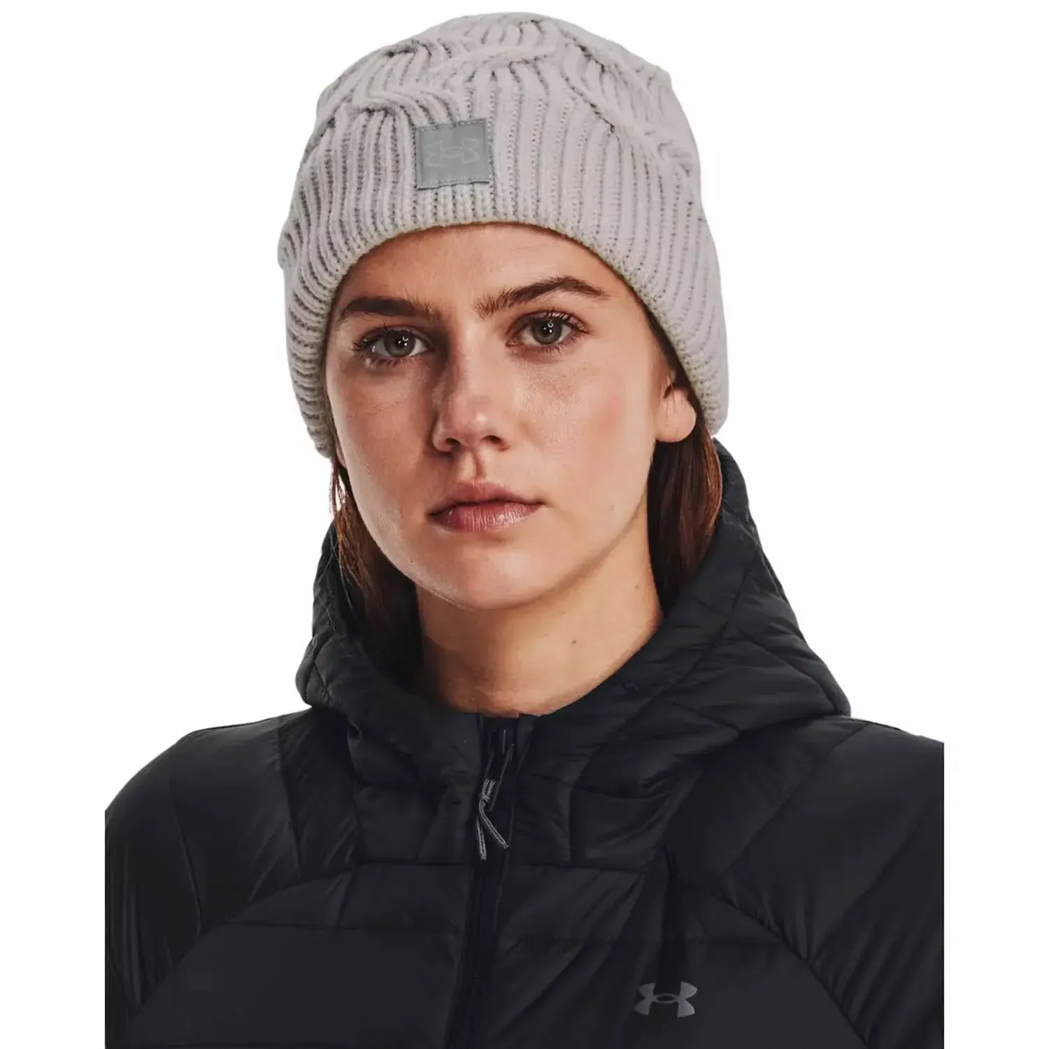 Under Armour Women&#039;s Halftime Cable Knit Beanie Ghost Gray 1373099-592