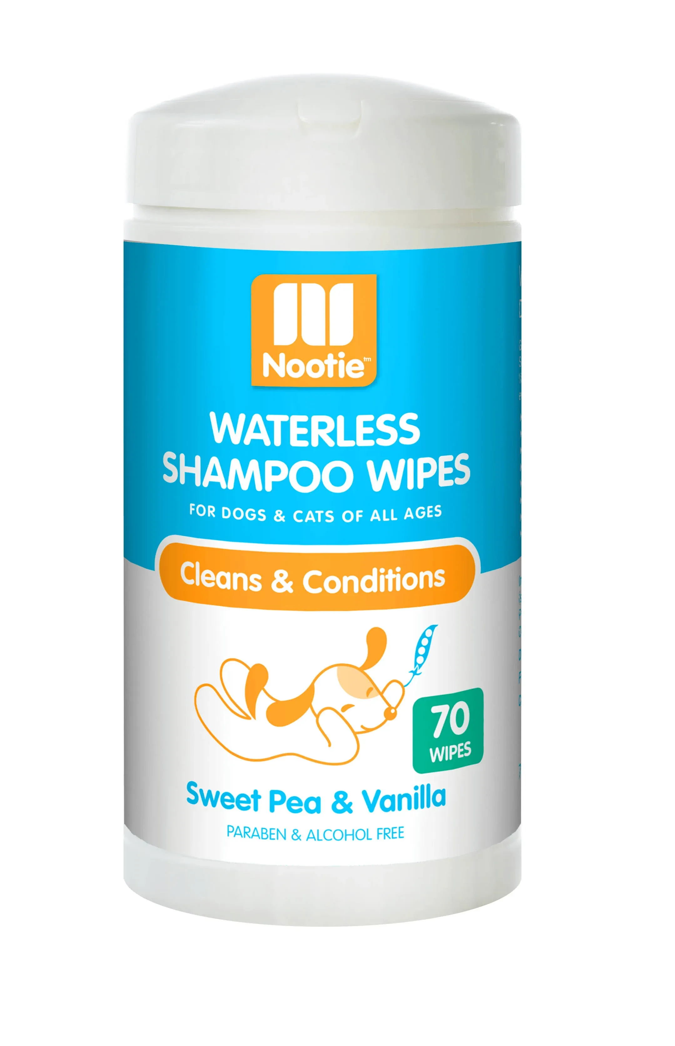 Waterless Shampoo Wipes for Dogs &amp; Cats - Long Lasting Sweet Pea Vanilla Frag...