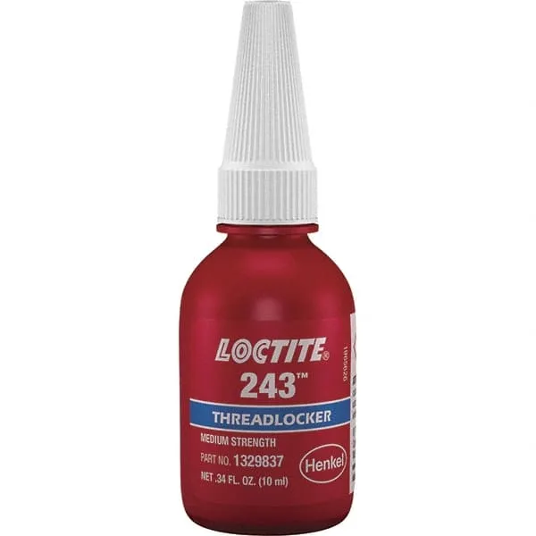 Loctite 1329837 243 Blue Medium Strength Threadlockers, 0.34 oz., 10 mL, 3/4" Thread