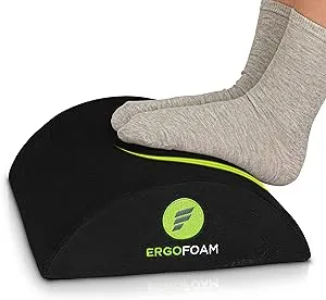 ErgoFoam Ergonomic Foot Rest Under Desk - Premium Velvet Soft Foam Footrest for Desk - Most Comfortable Desk Foot Rest in The World for Lumbar, Back, Knee Pain - Foot Stool Rocker (Grey)