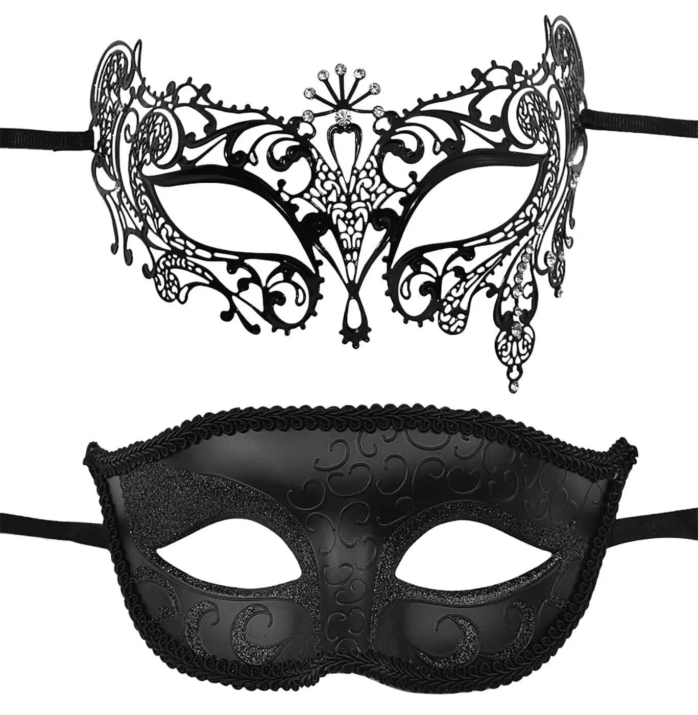 KEFAN 2 Pack Couple's Venetian Masks Set Masquerade Ball Mask Carnival Mardi Gras ...