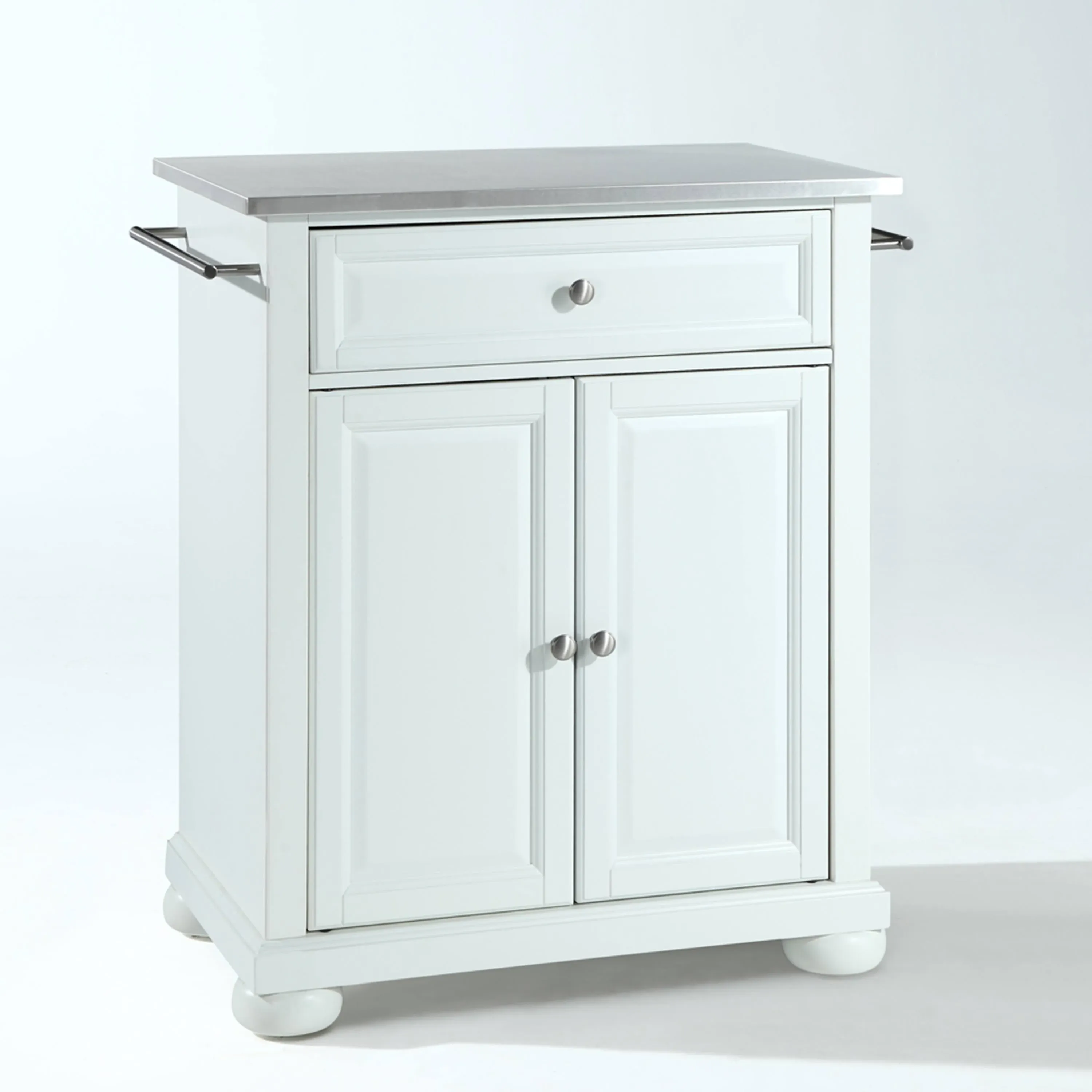 cuisine kitchen island with stainless steel top - White