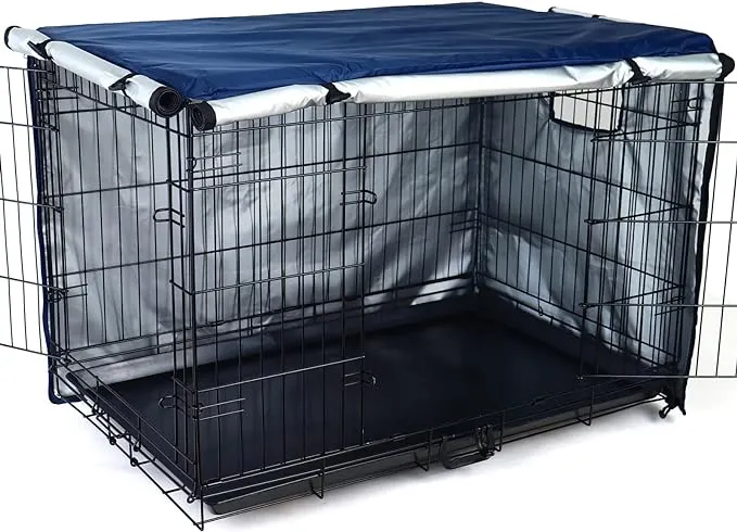 Durable Dog Crate Cover-Double Door Pet Kennel Cover Waterproof Anti-UV Dog C...