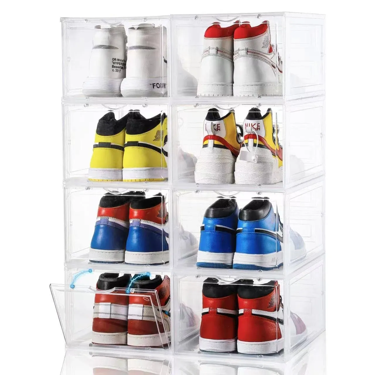 Shoe Storage Box, 8 PACK, Shoe Organizer Shoe Box Clear Plastic Stackable