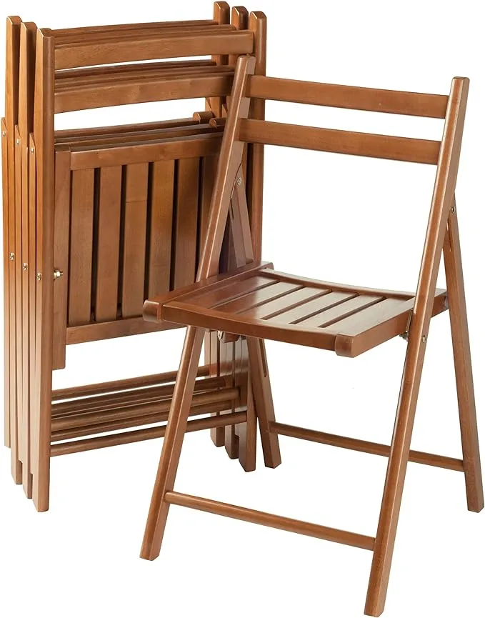 Winsome Wood - Robin 4-pc Folding Chair Set, Teak