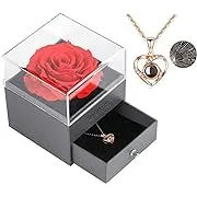 Mom Gifts for Mothers Day Preserved Red Real Rose with I Love Rose-Necklace 1