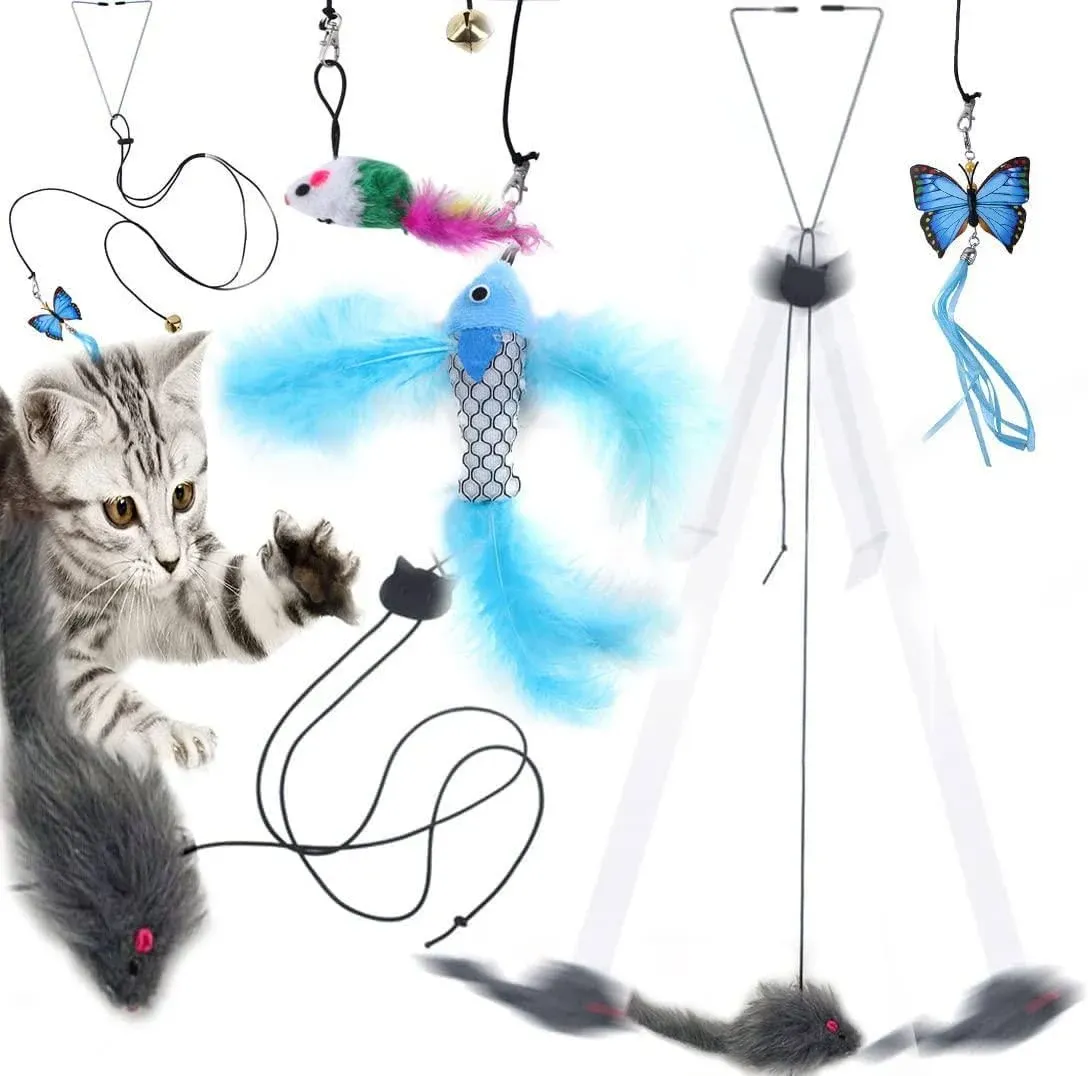 ZZJBGS 4pc Hanging Interactive Cat Toys for Indoor Cats Kitten Play Chase ...