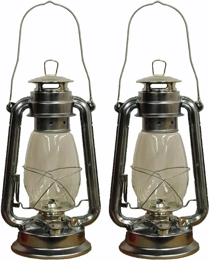 Shop4omni Silver Hurricane Kerosene Oil Lantern Emergency Hanging Light / Lamp - 12 Inches (2)