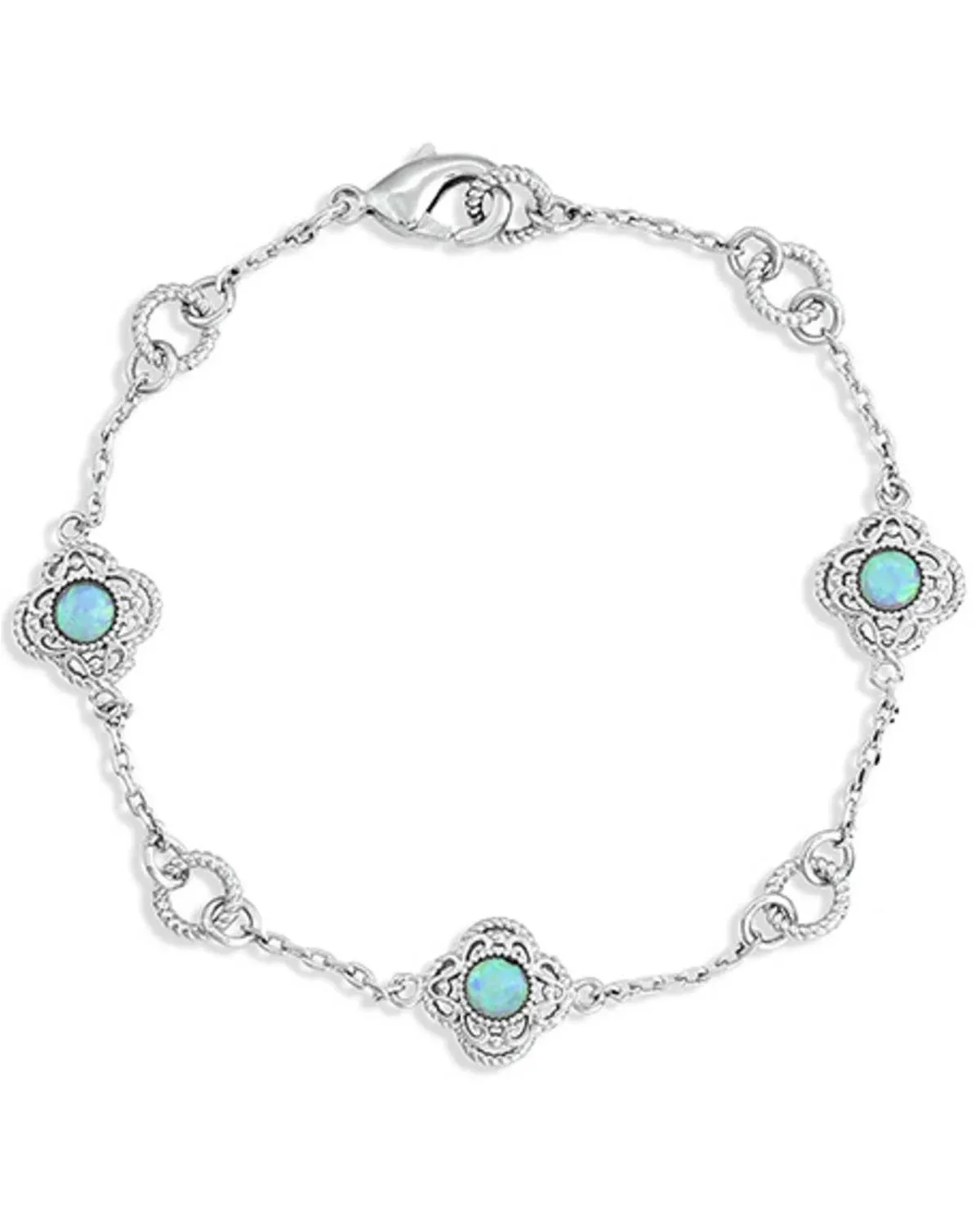 BC5118 Chasing Opals Silver Charm Bracelet