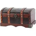 Faux Leather and Wood Decorative Chest - cherry cherry