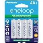 Panasonic Eneloop Rechargeable Ni-MH Battery, AA4 - 4 pack