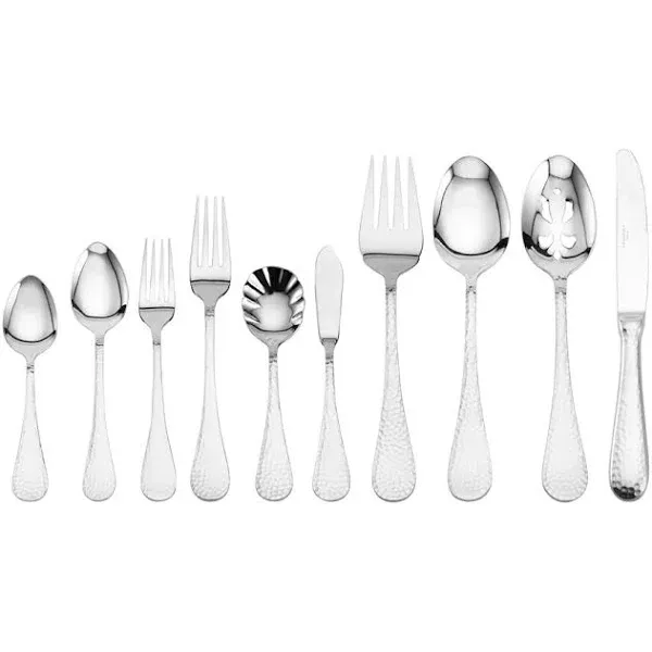 Continental Hammered 65 Piece Flatware Set, Service for 12