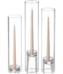 Yummi Set of 12 Taper Candles, Chimney and Taper Holders - Sandstone