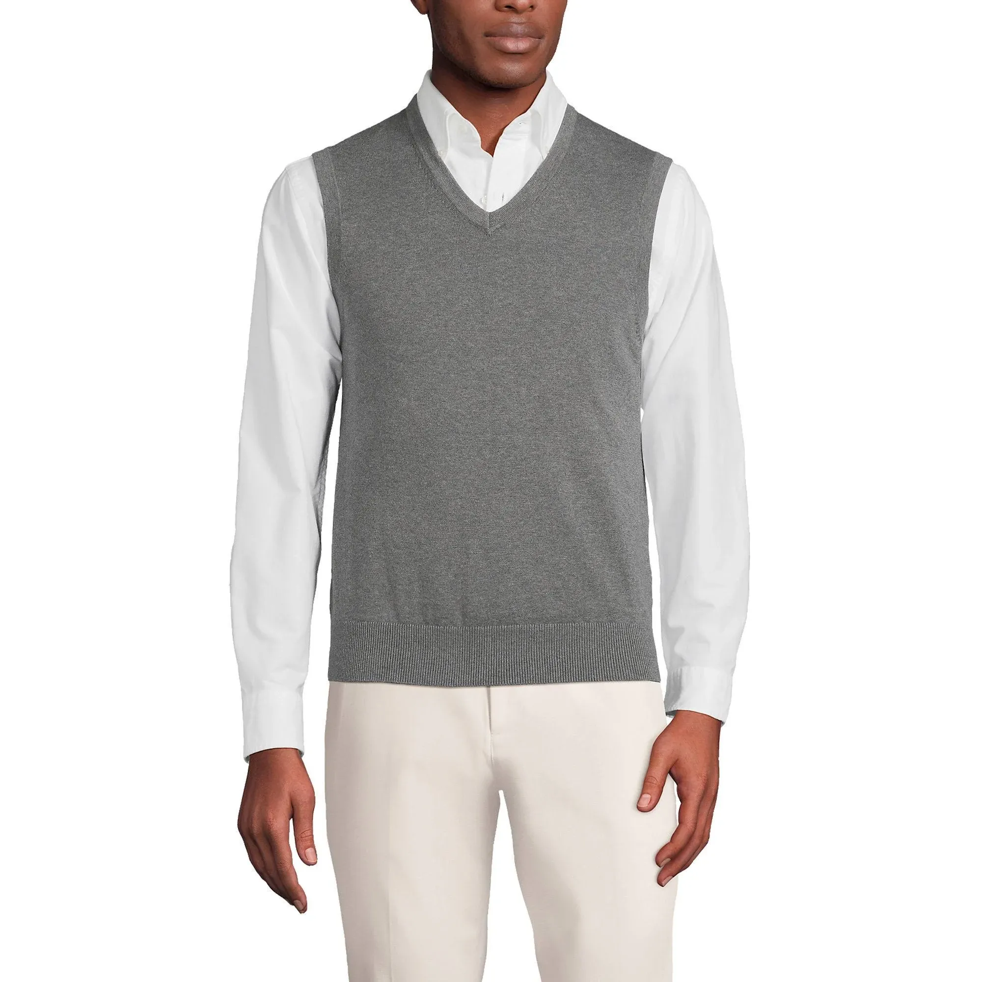 Lands' End Men's Fine Gauge Supima Cotton Sweater Vest