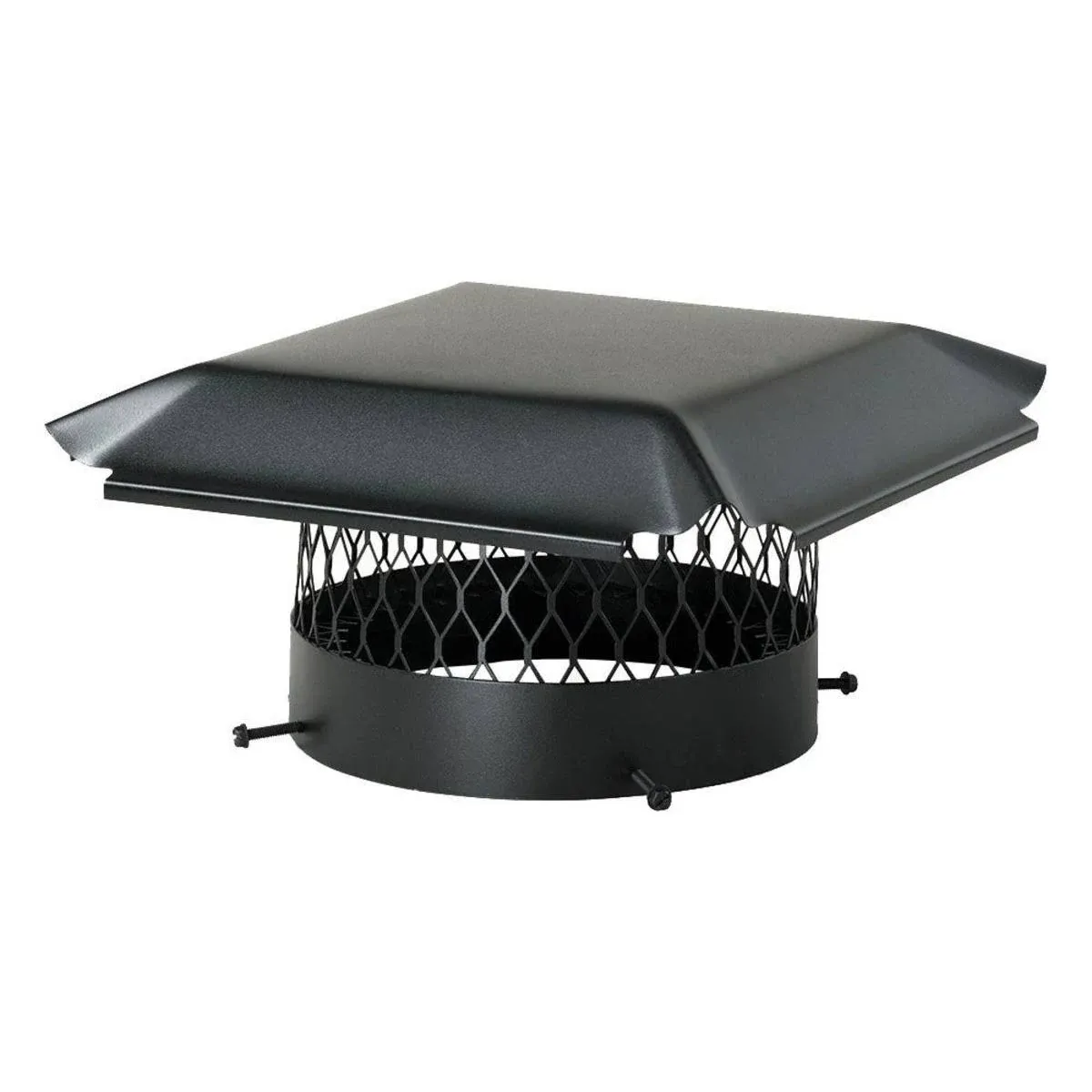 Draft King CBC10 Round Bolt On Black Galvanized Steel Single Flue Chimney Cap for Use in California and Oregon, 10" Diameter