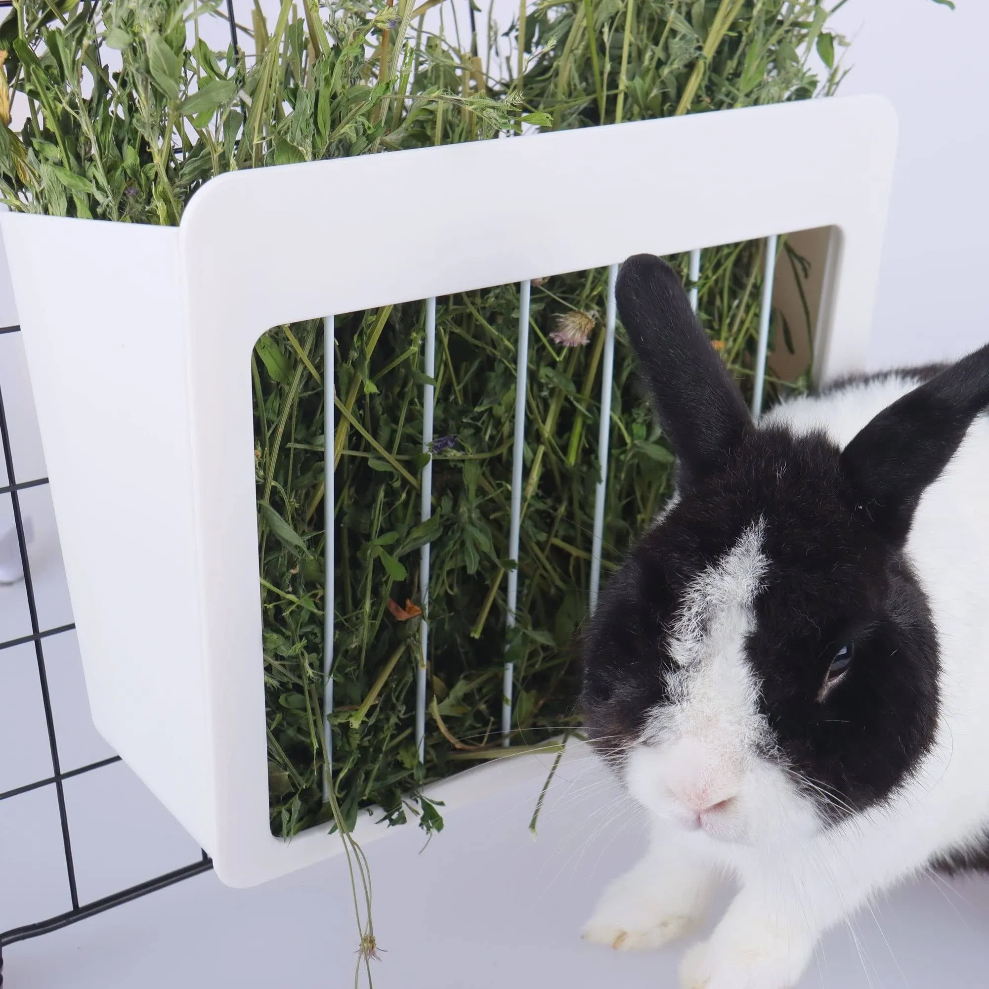 RUBYHOME Rabbit Hay Feeder Rack Food Feeding Manger Bunny Grass Holder Small Animals Less Wasted Food Dispenser for Rabbits Guin