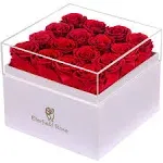 Eterfield Forever Flowers Preserved Flowers for Delivery Prime Real Roses That Last Over A Year Gifts for Her Mothers Day Valentines Day (Square White