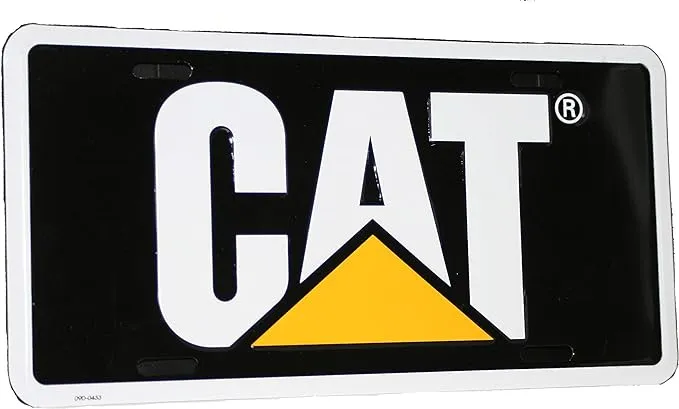 Caterpillar CAT Equipment Traditional Black/Yellow/White License Plate Tag