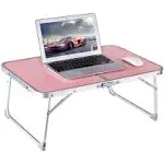 Foldable Laptop and Bed Table with Storage, Portable Mini Lap Desk for Legs, Ideal for Study, Reading, Picnic, Breakfast,and More (Pink)