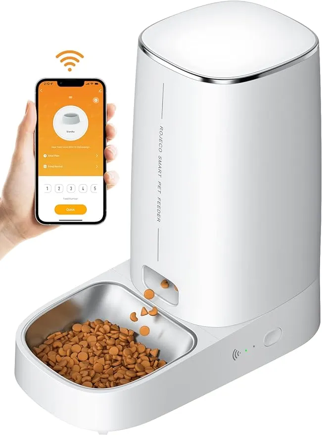 ROJECO 4L Automatic Pet Feeder, Compatible with iOS and Android Devices, Suit...