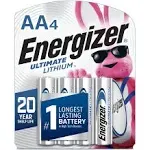 Energizer Ultimate Batteries, Lithium, AA, 4 Pack - 4 batteries