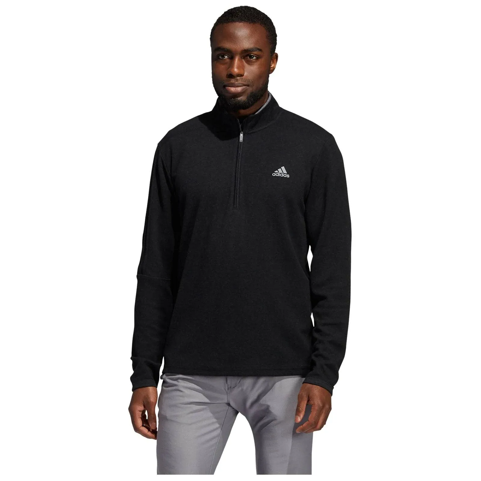 ADIDAS GOLF 3-STRIPES 1/4 ZIP SWEATER LEFT CHEST LOGO GOLF PULLOVER