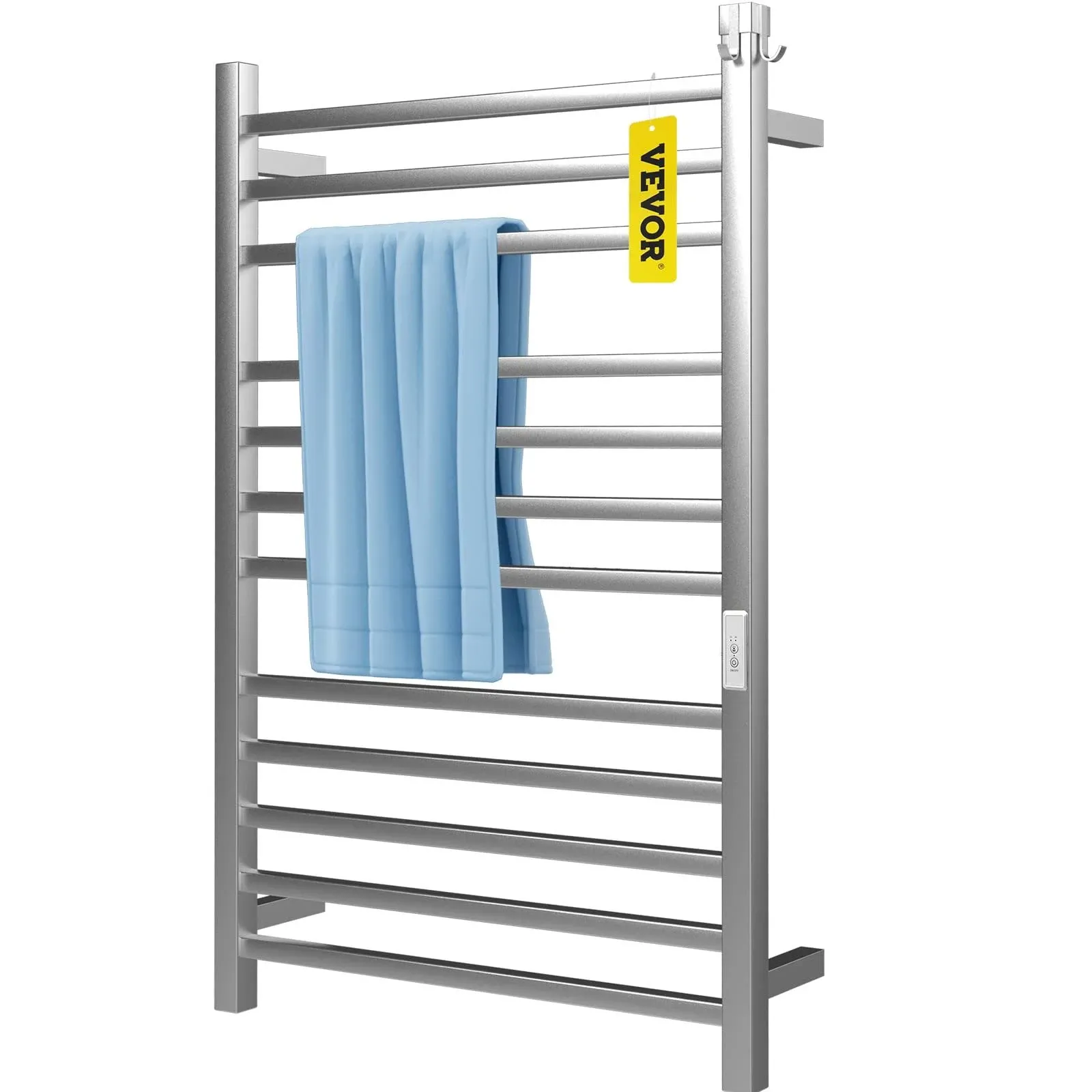 VEVOR Heated Towel Rack 12 Bars Design Polishing Brushed Stainless Steel Electric ...