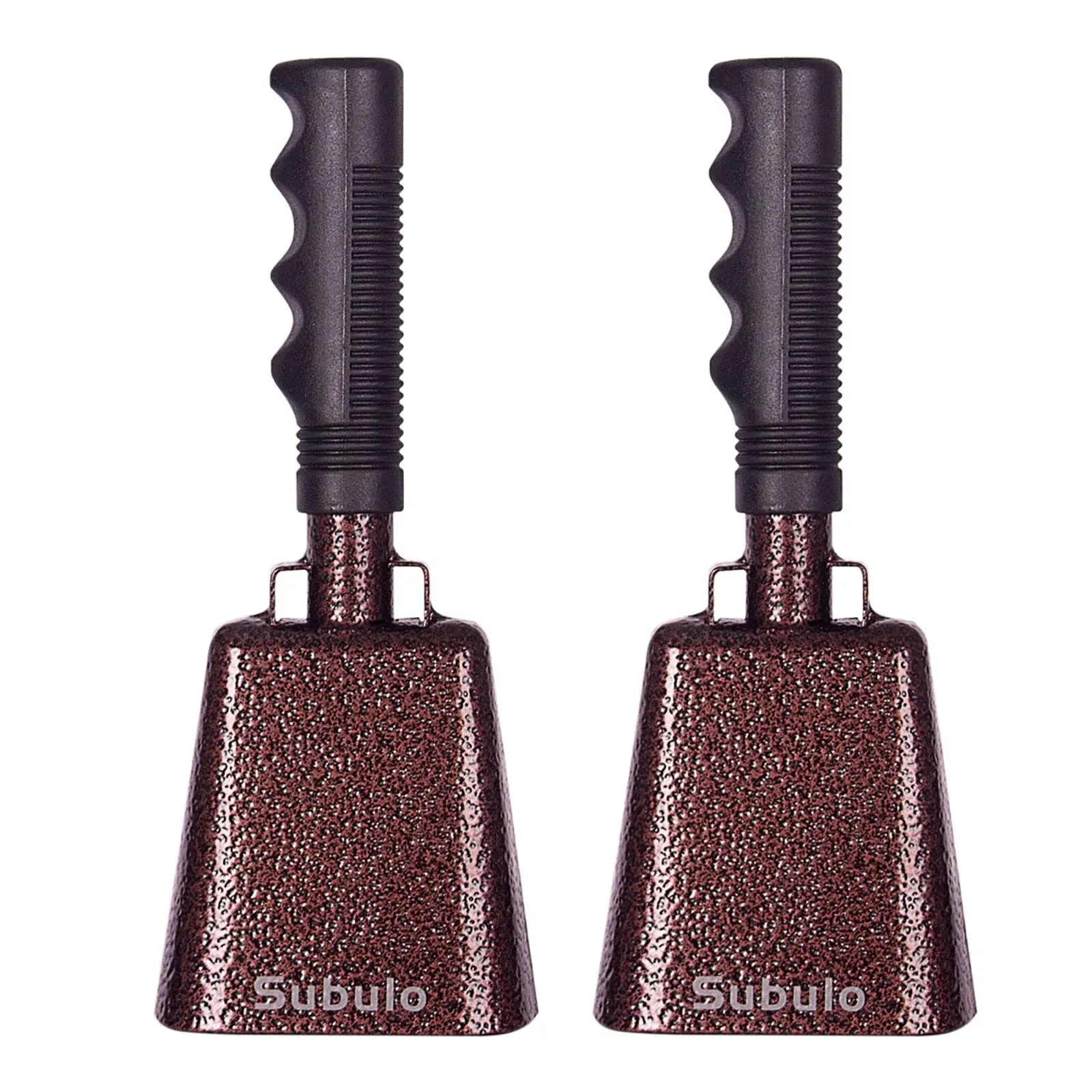 9 Inch Cowbell with Handle Cheering Bell 2 Pack for Sports Events Large Solid School Bells & Chimes Percussion Musical Instruments Call Bell Alarm (Retro Copper)