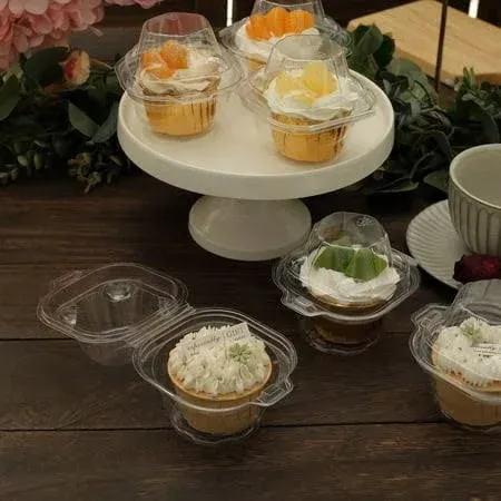 Efavormart 25 Pack 4" Clear Plastic Individual Cupcake Boxes with Dome Lid