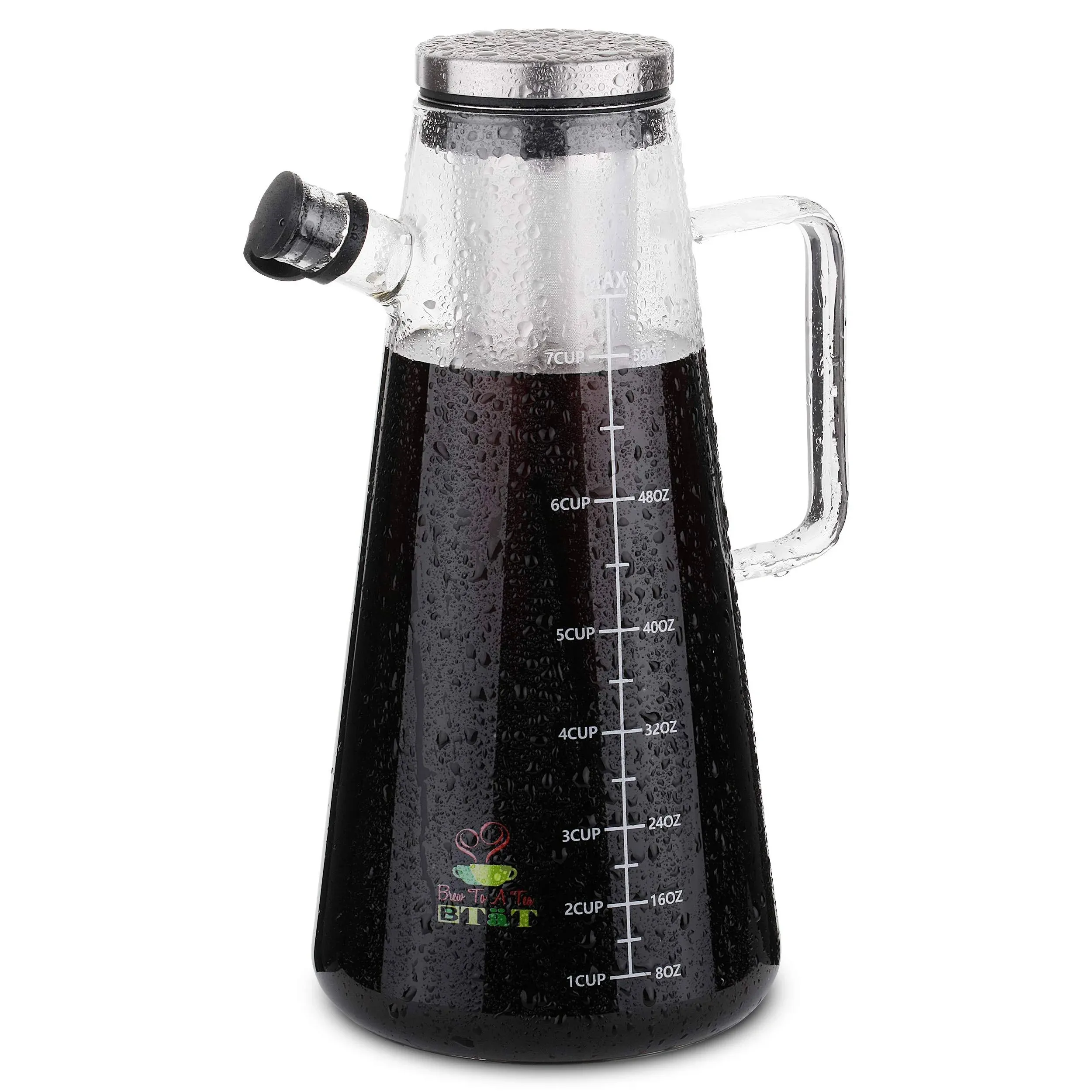 BTaT- Cold Brew Coffee Maker, Iced Coffee Maker, 2 Liter, 2 Quart, 64 oz, Iced Tea Maker, Cold Brew Maker, Tea Pitcher, Coffee Accessories, Iced Tea Pitcher, Cold Brew System, Cold Brew Pitcher