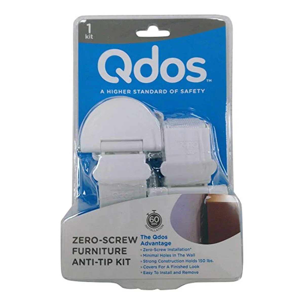 Qdos Zero-Screw Furniture Anti-Tip Over Kit White