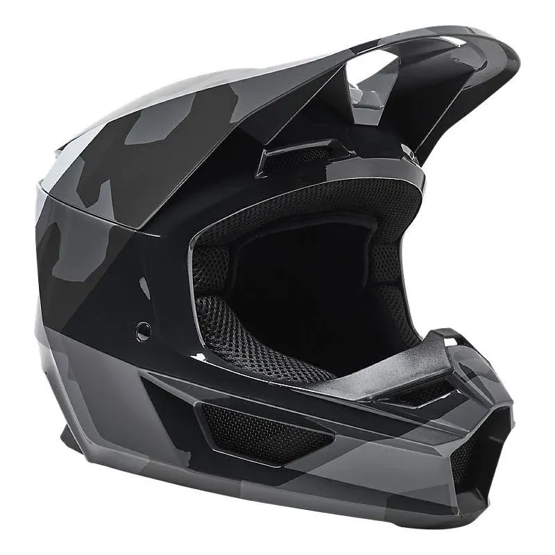 Fox Youth Black Camo V1 Bnkr Helmet (Kids M) 28813-247-YM