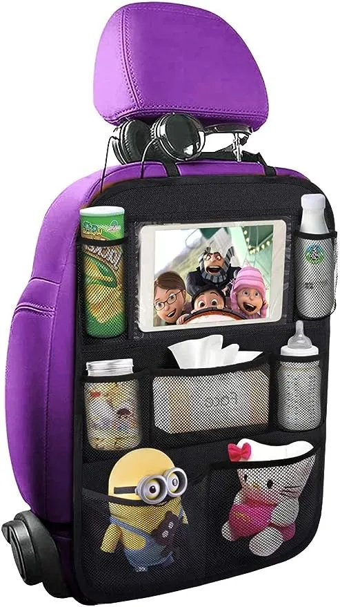 ONE PIX Backseat Car Organizer Mats Back Seat Organizers and Storage Bag with Touch Screen Tablet Holder for Kids Toddlers Car Seats, Travel Accessories, Road Trip Essentials Kids