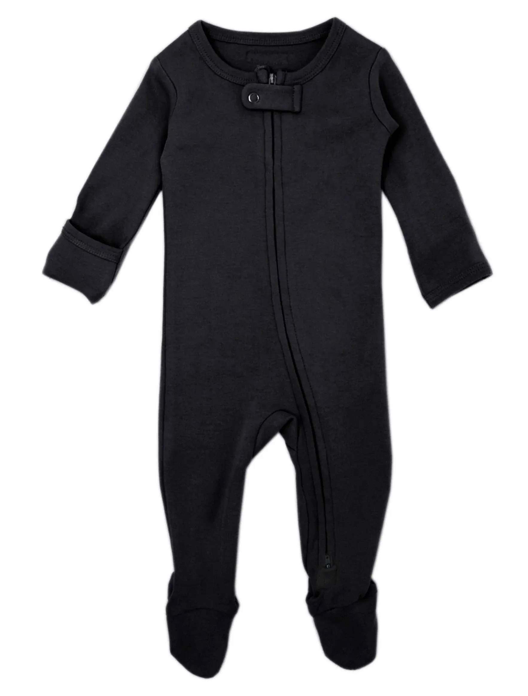 L’oved Baby Organic Zipper Footie Black / 3-6 Months