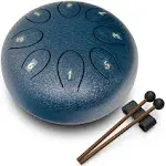 Regis Alloy Steel Tongue Drum 8 Notes 6 Inches Chakra Tank Drum Steel Percussion Padded Travel Bag and Mallets (Navy, 8 Notes 6 inches)