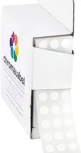 ChromaLabel 1/4 inch Round Permanent Color-Code Dot Stickers, 1000 per Dispenser Box, White