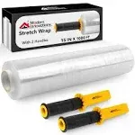 Modern Innovations 15 Inch Clear Stretch Wrap Roll with Handles (1 Roll-1000 Fee