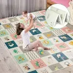 FLAGAV Baby Play Mat, 79x71x0.6 inch Extra Large Folding Baby Crawling Mat, Waterproof Reversible Playmat Foam Non Toxic Anti-Slip Portable Kids Play