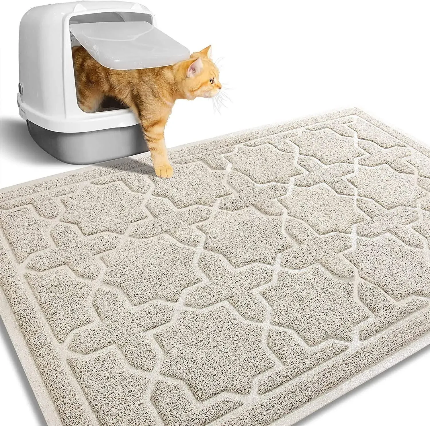 Cat Litter Mat 35.4&#034;x23.6&#034; Litter Box Mat with Litter Lock Mesh Soft Durable ...