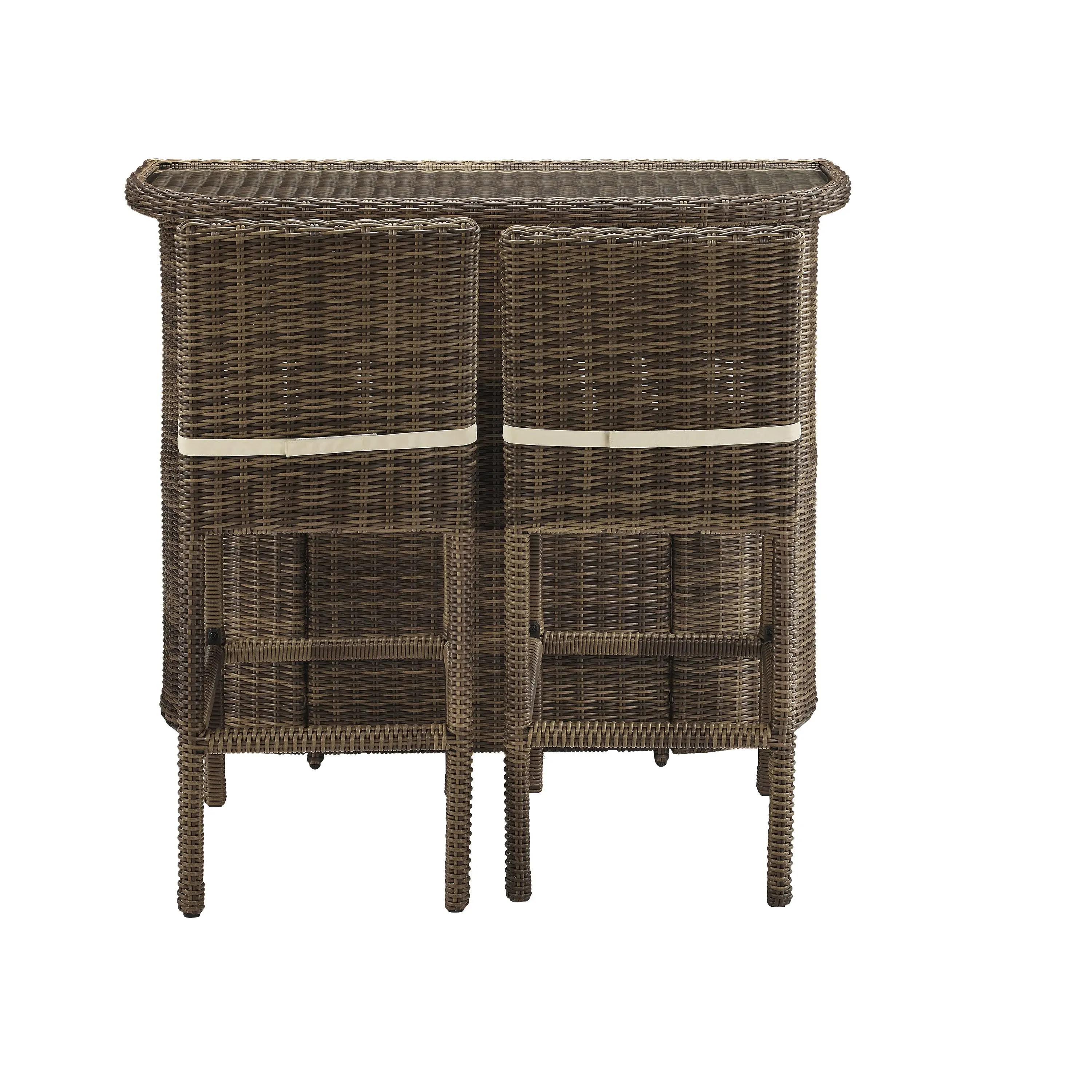 Bradenton 3Pc Outdoor Wicker Bar Set Sand/Weathered Brown - Bar & 2 Stools