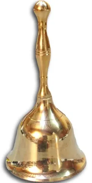 One Polished Brass Hand Bell 5 Inch High for Church Dinner School Reception